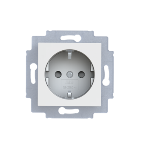 Picture of Pistikupesa 1-ne, maand.-ga, lastek. hall/valge, vedrukl. süv. IP40, LEVIT 