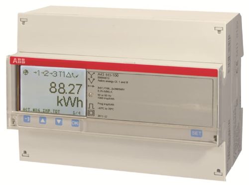 Picture of Moodularvesti ABB A43 513-100 3F 80A, 4 tariifi, klass B (1) reaktiiv klass 2sis, MID, M-bus, IR 