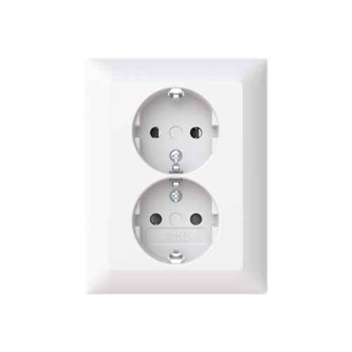 Picture of Pistikupesa 2-ne, maand.-ga, valge, süv. vedrukl. raamiga, IP21, SAGA 