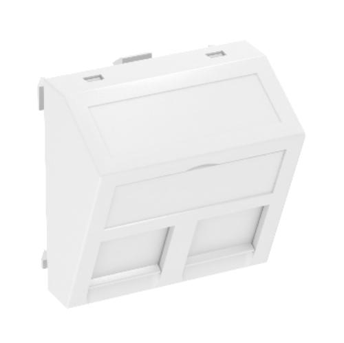 Picture of Keskplaat DTS-2C RW1, 2-le andmeside pesale, 45x45mm, PC, polaarvalge, RAL9010, OBO 