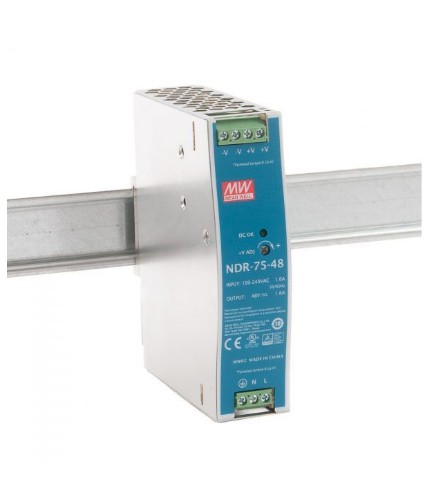 Picture of Toiteplokk NDR, 76.8W, 48VDC, 1.6A, DIN- liistule, Mean Well 
