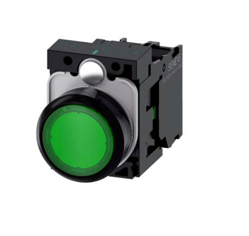 Picture of Surunupp illum. 3SU, ROHELINE, madal, 1NO, 24VAC/DC, adapter, IP67, Siemens 