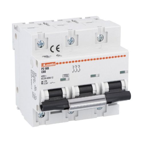 Picture of Moodulkaitselüliti P2MB, 3P, 80A, C, 10kA, 4.5mod, UL1077, Lovato