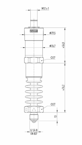 Picture of Rõhuandur S-20, 0-1bar, 8-35VDC, välj: 4...20mA, kinnitus G1/4 B, Roostevaba, M12 4-pin,  Wika 