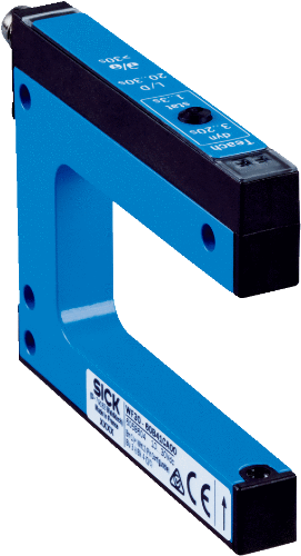 Picture of Fotoandur Kahvel WF, 10x32x74mm, 15 kHz, PNP/NPN, Light/Dark, IO-Link, pistik M8 4-pin, SICK 