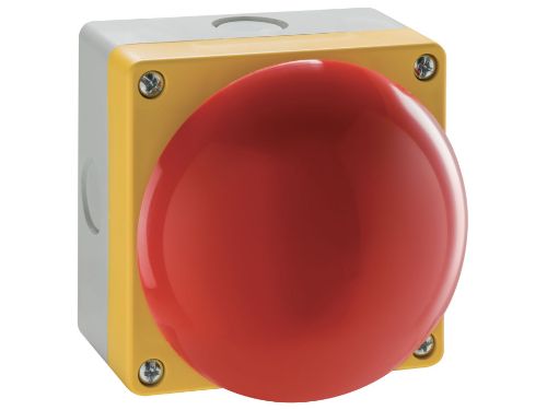 Picture of Seen karbis (KOLLANE) LP9, AVARII-STOP, PUNANE, fikseeruv, tõmmatav, ø90mm, 1NO+1NC, IP65, Lovato 