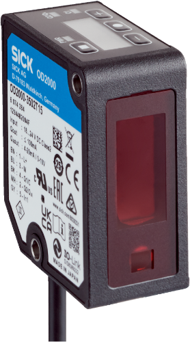 Изображение Laser-kaugusandur OD2000, Sn=200-1200mm, välj: 1xPNP/NPN, 4...20mA/0...10V, IO-Link, 0.3m kaab, SICK
