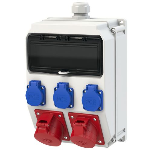 Изображение Vooluvõtukeskus 1x5P32A, 1x5P16A, 3x230V, kaitseautomaatidega IP44, PCE 