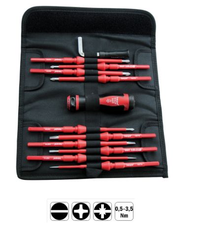 Изображение Kruvikeeraja käepide otsikutega 1000V MOMENDIGA, 0.5-3.5Nm 12 osa,  Haupa  