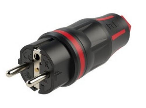 Изображение Pistik 16A 2P+E 230VAC IP54, kummist, Schuko, PCE 