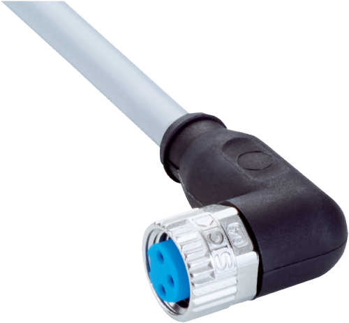 Picture of Andurikaabel PVC + pesa 90°, A-coded, ( 1m + M8 3-pin ), SICK 