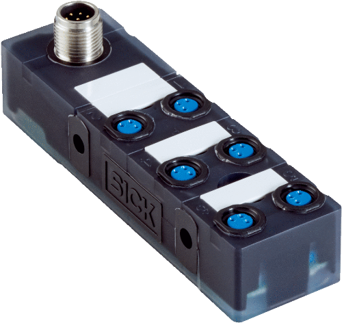 Picture of Passiivne jaotuskarp, 6x M8 3-pin A-coded pesa, PNP, M12 8-pin pistik, SICK 