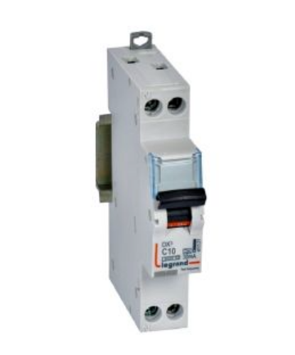 Picture of Kombikaitselüliti (RCBO) DX3, 1P+N, 10A, C, 6kA, A, 30mA, 1mod, Legrand 