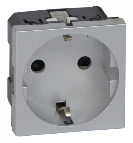 Picture of Pistikupesa 1-ne, 2 moodulit, Schuko, kruviklemm, alumiinium, Mosaic, LEGRAND 