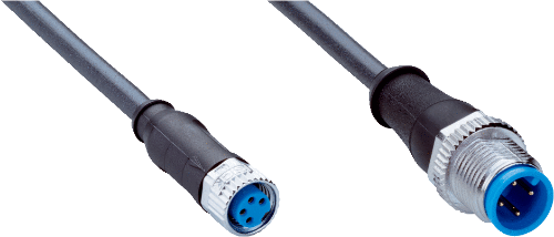 Picture of Andurikaabel PUR + pesa otse (M8 4-pin) + pistik otse (M12 4-pin), A-coded, 0.6m, SICK 