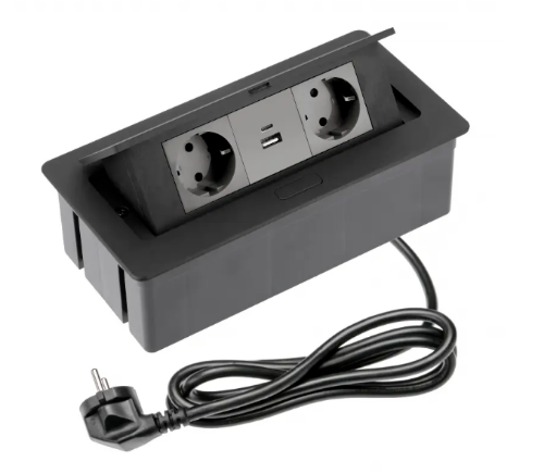 Picture of Avaro pistikupesa 2x schucko , USB a+c , 1.5m juhe, must GTV 