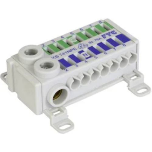 Picture of ECB klemmliist, 2 poolust 1x25mm², 7x4mm², sinine/roheline, Morek 