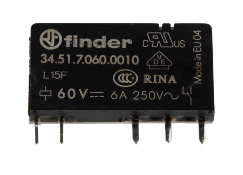 Picture of Minirelee(6.2mm) 34.51, 1CO, 6A, 60VDC (3mA), pesa 93 seeria, Finder 