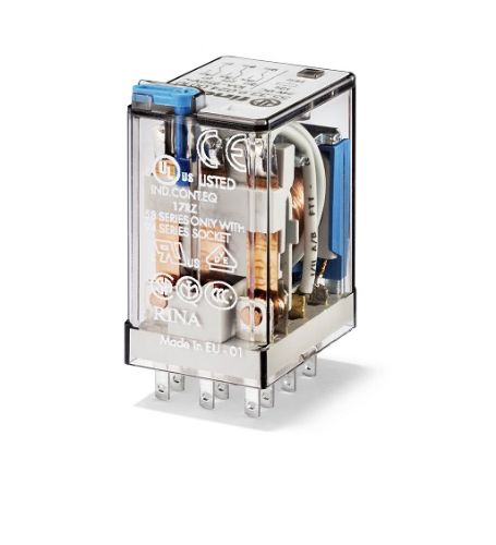 Picture of Relee 55.32, 2CO, 10A, 12VDC (86mA), TEST+ meh.ind., pesa 94 seeria, Finder 