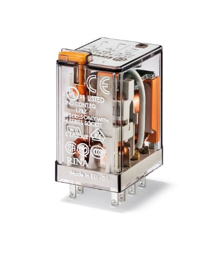 Picture of Relee 55.32, 2CO, 10A, 230VAC (6mA), TEST+ meh.ind., pesa 94 seeria, Finder 