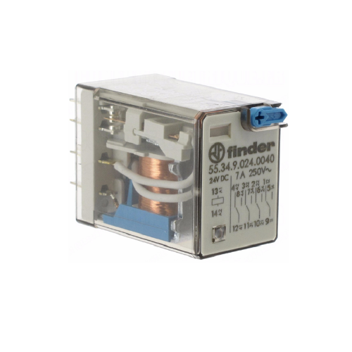 Picture of Relee 55.34, 4CO, 7A, 220VDC (6mA), TEST+ meh.ind., pesa 94 seeria, Finder 