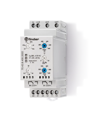 Picture of Pingekontrollirelee 70.42, 3F+N, kadu/järjestus/asümmeetria/min/max, 2CO, 380-415VAC, Finder 