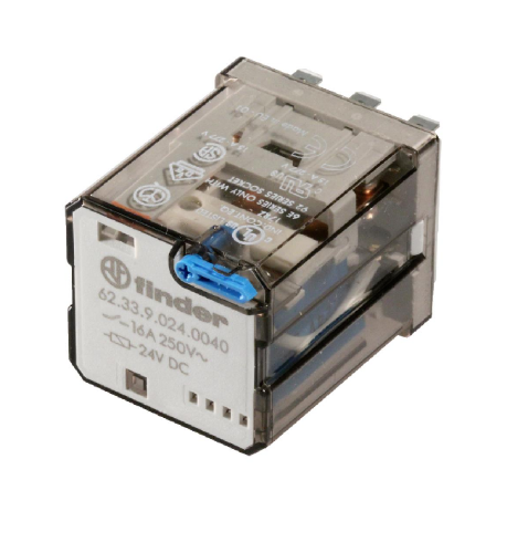 Picture of Relee 62.33, 3CO (AgSnO2), 16A, 24VDC (27mA), TEST+ meh.ind., pesa 92.03 seeria, Finder 