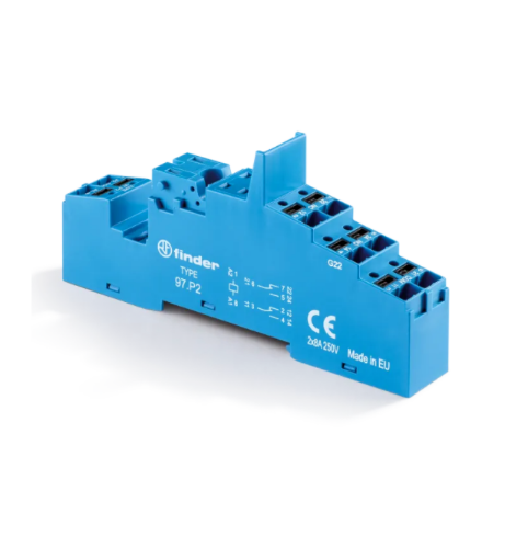 Picture of Releepesa 97.P2, 2CO, metall.fiksaator, DIN-latile, Push-in, Finder 