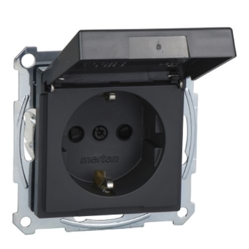 Picture of Pistikupesa 1-ne, maand.-ga, kaanega, antratsiit, vedrukl. süv. IP44, System-M, MERTEN 