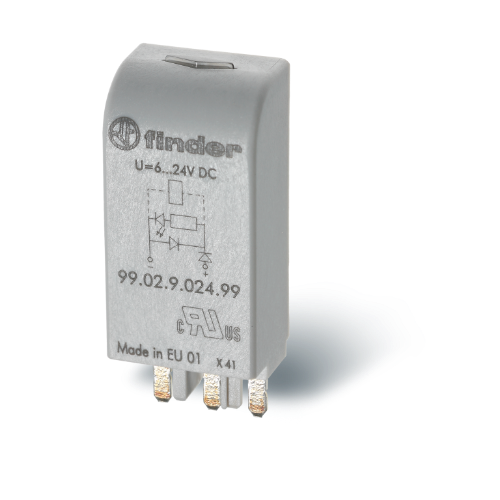Picture of LED(Roheline)+diood(+A1) moodul 99.02, 6...24VDC, pesadele 90/92/94/95/96/97, Finder 