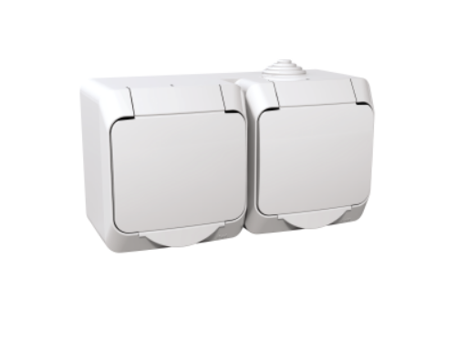 Изображение Pistikupesa 2-ne, Cedar+, pinnap., IP44, valge 