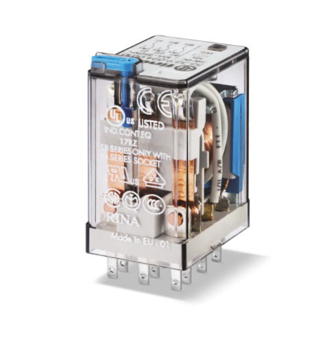 Изображение Relee 55.33, 3CO, 10A, 24VDC (40mA), TEST, pesa 94.03, Finder 