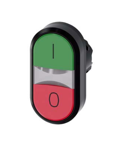 Изображение Surunupp 2 funkts. 3SU, I - 0, ROHELINE/PUNANE, IP67, ilma adapterita, Siemens 