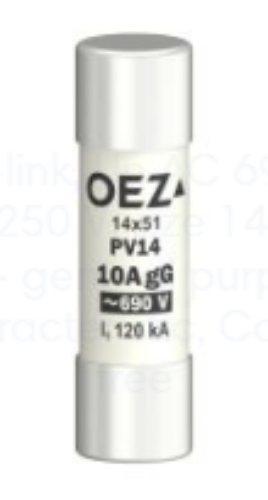 Изображение Silindriline sular 14x51, 10A, gG, 690VAC/250VDC, OEZ 