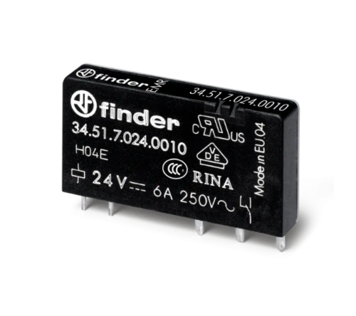 Изображение Minirelee(6.2mm) 34.51, 1CO, 6A, 12VDC (14.2mA), pesa 93 seeria, Finder 