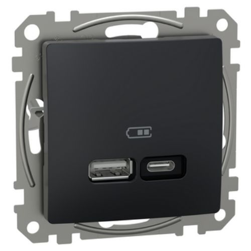 Изображение USB laadija A+C max. 3A kruviklemm, IP20, antratsiit, SEDNA DESIGN