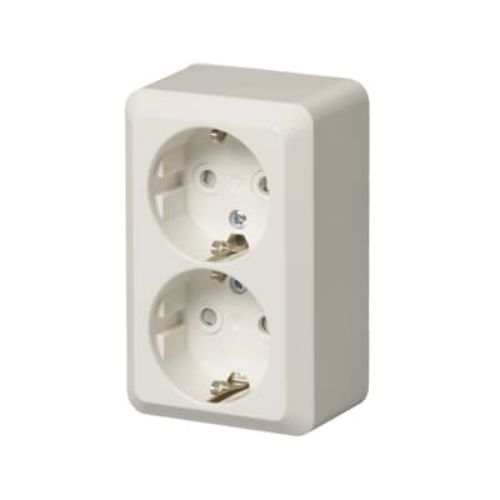 Изображение Pistikupesa 2-ne maandusega vedrukl. pinnapealne, Jussi, IP20, valge 