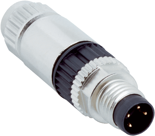 Picture of Anduripistik M8 4-pin, otse, A-coded, kruviklemm, kaablile 0.14...0.34mm2, PA, SICK 