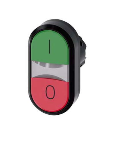 Изображение Surunupp 2 funkts. 3SU, I - 0, ROHELINE/PUNANE + illum, IP67, ilma adapterita, Siemens 