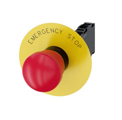 Изображение Surunupp seen 3SU, ø40, AVARII-STOP, PUNANE, tõmmatav, 1NO+1NC, adapter, etikett, IP67, Siemens 