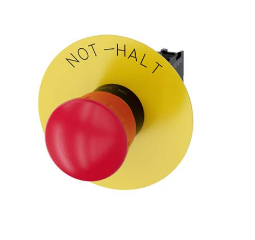 Изображение Surunupp seen 3SU, ø40, AVARII-STOP, PUNANE, keeratav, 1NC, adapter, etikett NOT-HALT, IP67, Siemens