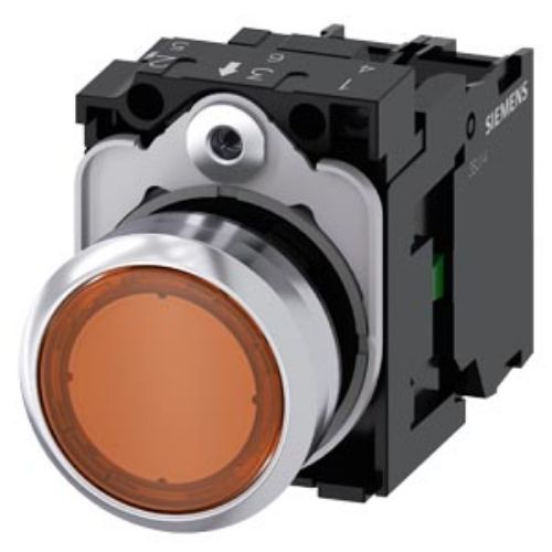 Picture of Surunupp 3SU, PUNANE, metall, madal, illum., 1NO, 24VAC/DC LED, adapter, IP67, Siemens 