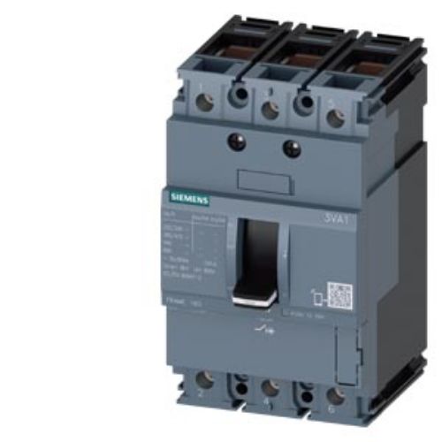 Изображение Circuit breaker 3VA1 IEC frame 160 breaking capacity class M Icu55kA 415V 3-pole, line prot, Siemens