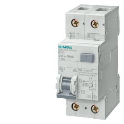 Изображение Kombikaitselüliti 1P+N, 16A, C, 6kA, 30mA, A, 2mod, Siemens 