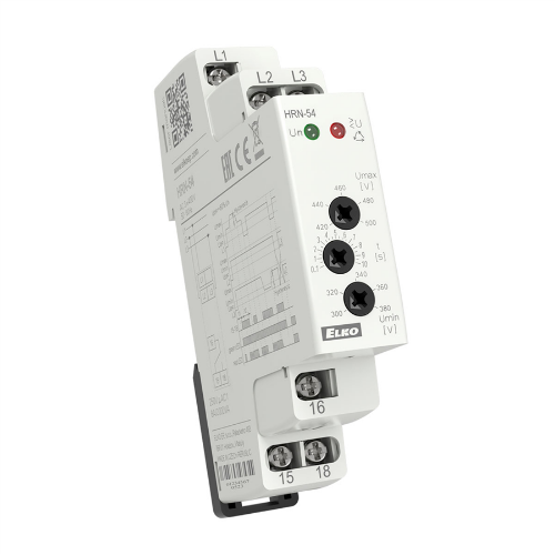Изображение Pingekontrollirelee HRN-54, 3F faasi kadu/järjestus/min/max. 1CO, viivis 0.1-10s, 3x400V, Elko 
