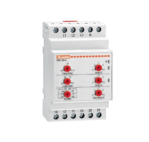 Picture of Pingekontrollirelee PMV, 3F+N, kadu/järjestus/min/max, 2CO, 220-254/380-440VAC, Lovato 