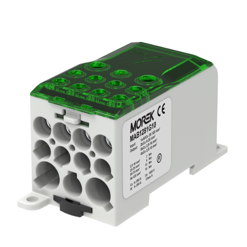 Изображение Voolujaotusplokk OJL280A, roheline, sisse 1xAl/Cu120, välja 2x35/5x16/4x10mm², Morek 