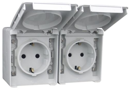 Picture of Pistikupesa 2-ne m.k. pinnap. hall, IP65 (16A), EFAPEL 