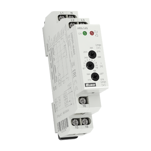 Изображение Pingekontrollirelee HRN-54N, 3F+N faasi kadu/järjestus/min/max. 1CO,  3x400V, Elko 
