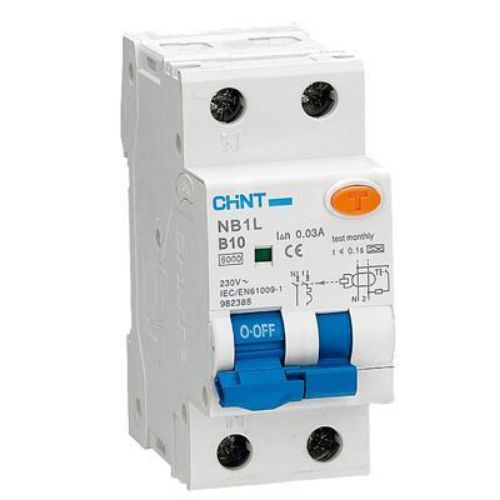 Изображение Kombikaitselüliti (RCBO) NB1, 1P+N, 10A, B, 6kA, A, 30mA, 2mod, Chint 